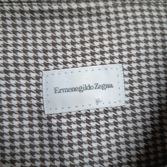 Ermenegildo Zegna 47/18.5 Regular Fit houndstooth button up shirt - Picture 7 of 8